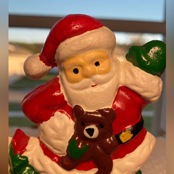 VTG 1990 Lillian Vernon Cast Iron Waving Santa Stocking Holder - Picture 2 of 7